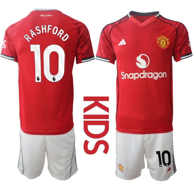 Youth 2025-2026 Club Manchester United home Red #10 Soccer Jersey